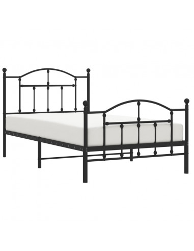 Giroletto con Testiera e Pediera Metallo Nero 100x190 cm