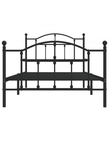 Giroletto con Testiera e Pediera Metallo Nero 100x190 cm