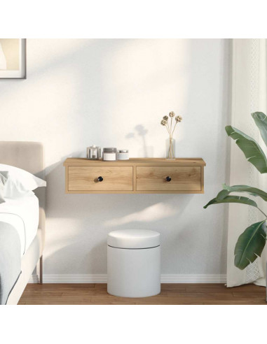 Scaffale a Parete con Cassetti Rovere 80x31x17 cm in Truciolato