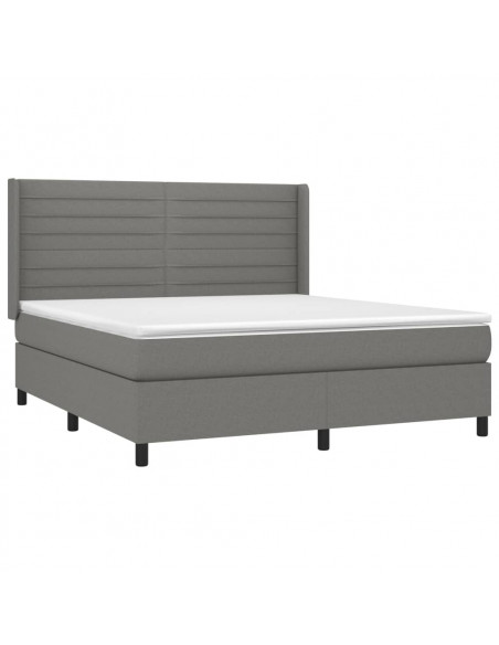 Giroletto a Molle con Materasso Grigio Scuro 160x200 cm Tessuto