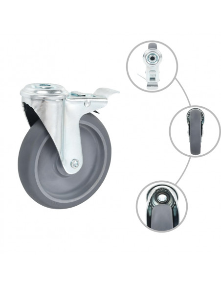 Ruote Girevoli con Foro per Bullone 12 pz 125 mm