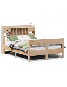 Letto Libreria senza Materasso 150x200 cm in Legno di Pino 2