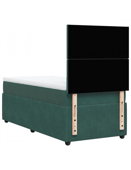 Giroletto a Molle con Materasso Verde Scuro 90x200 cm Velluto