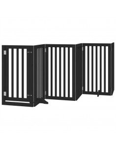 Cancello per Cani Porta Pieghevole Nero 6 Pannelli 300cm Pioppo 2