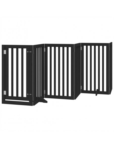 Cancello per Cani Porta Pieghevole Nero 6 Pannelli 300cm Pioppo