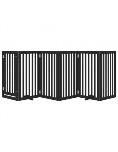 Cancello per Cani Porta Pieghevole Nero 6 Pannelli 300cm Pioppo