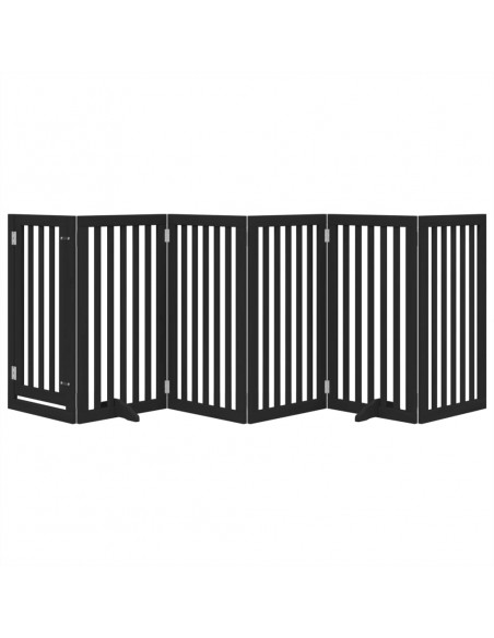Cancello per Cani Porta Pieghevole Nero 6 Pannelli 300cm Pioppo