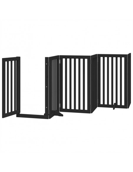 Cancello per Cani Porta Pieghevole Nero 6 Pannelli 300cm Pioppo
