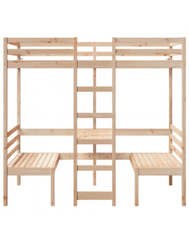 Giroletto Soppalco con Scrivania e Sedie 80x200cm Legno Pino