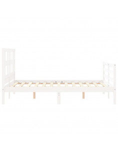 Giroletto con Testiera Bianco 140x190 cm in Legno Massello 2