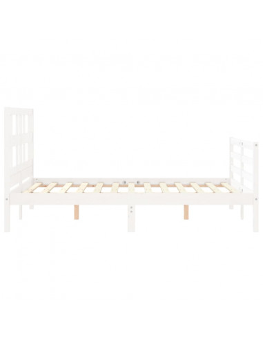 Giroletto con Testiera Bianco 140x190 cm in Legno Massello