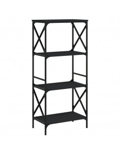 Libreria a 4 Ripiani Nera 59x35x132 cm in Legno Multistrato 2