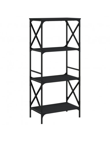 Libreria a 4 Ripiani Nera 59x35x132 cm in Legno Multistrato