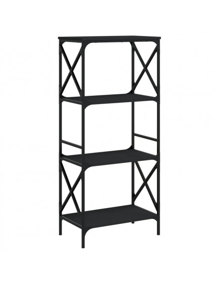 Libreria a 4 Ripiani Nera 59x35x132 cm in Legno Multistrato