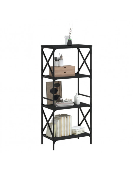 Libreria a 4 Ripiani Nera 59x35x132 cm in Legno Multistrato