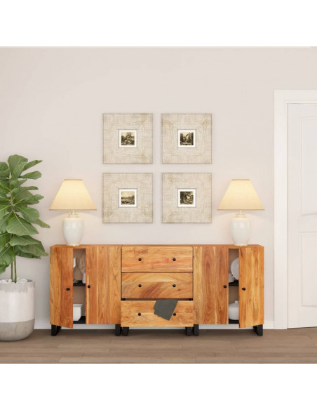 Credenze 3 pz in Legno Massello di Acacia