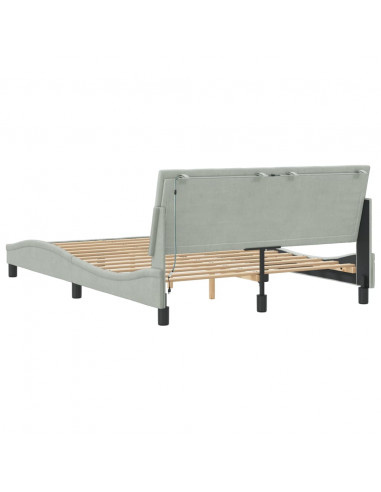 Giroletto con Luci LED Grigio Chiaro 140x200 cm in Velluto