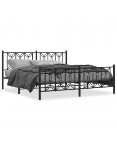 Giroletto con Testiera e Pediera Metallo Nero 183x213 cm 2