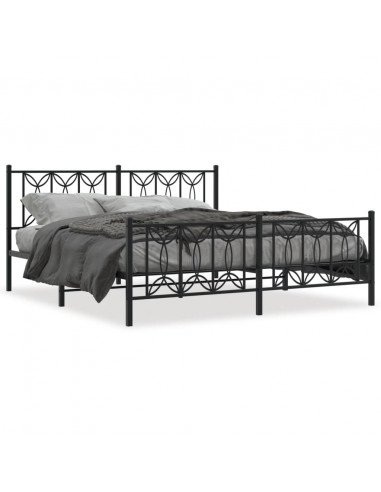 Giroletto con Testiera e Pediera Metallo Nero 183x213 cm