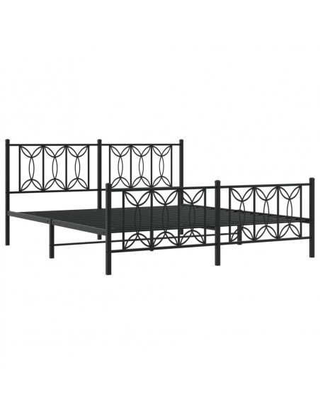 Giroletto con Testiera e Pediera Metallo Nero 183x213 cm