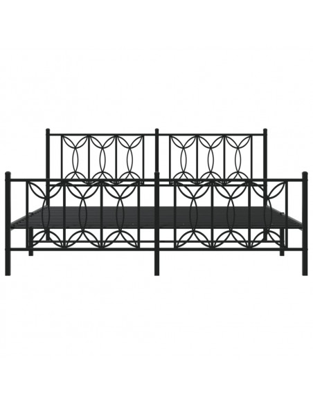 Giroletto con Testiera e Pediera Metallo Nero 183x213 cm