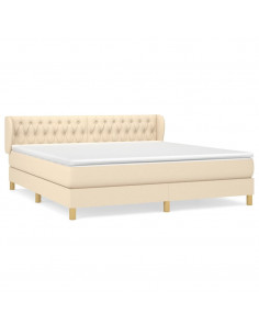 Giroletto a Molle con Materasso Crema 180x200 cm in Tessuto 2