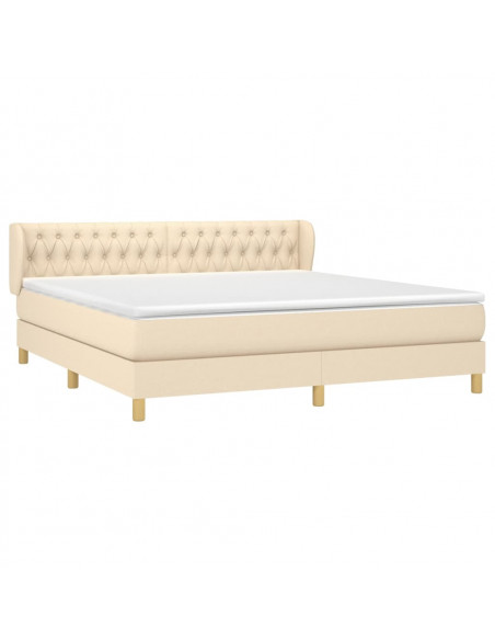 Giroletto a Molle con Materasso Crema 180x200 cm in Tessuto