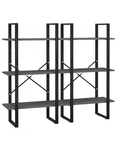 Scaffale Portaoggetti Grigio 60x30x210 cm in Legno Multistrato