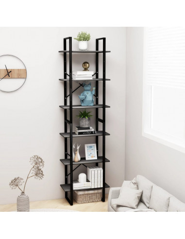 Scaffale Portaoggetti Grigio 60x30x210 cm in Legno Multistrato