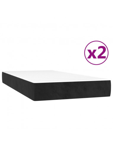 Giroletto a Molle con Materasso Nero 200x200 cm in Velluto