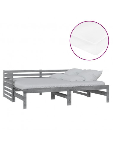Dormeuse Estraibile 2x(90x200) cm Grigia in Legno di Pino
