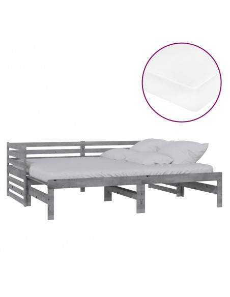 Dormeuse Estraibile 2x(90x200) cm Grigia in Legno di Pino