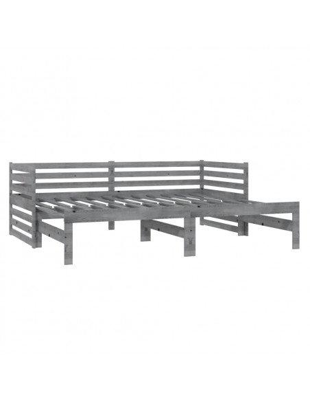 Dormeuse Estraibile 2x(90x200) cm Grigia in Legno di Pino
