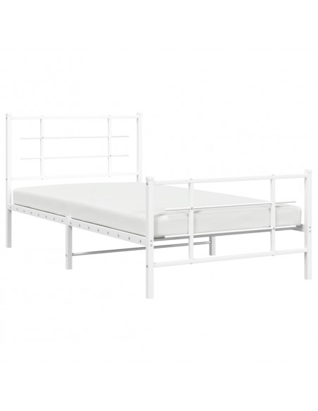 Giroletto con Testiera e Pediera Metallo Bianco 100x190 cm