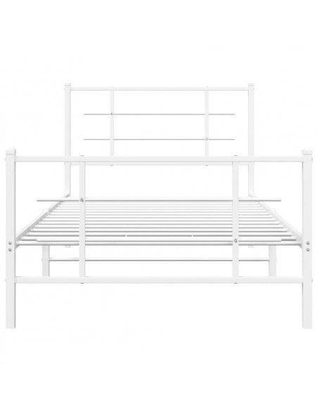 Giroletto con Testiera e Pediera Metallo Bianco 100x190 cm