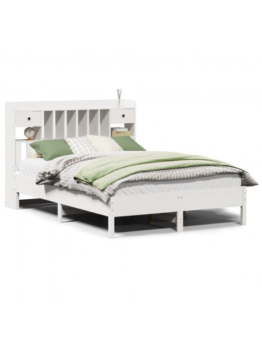 Letto Libreria senza Materasso Bianco 160x200 cm Legno di Pino