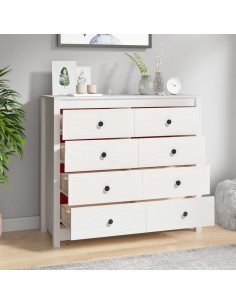 Armadietto Bianco 100x40x90 cm in Legno Massello di Pino 2