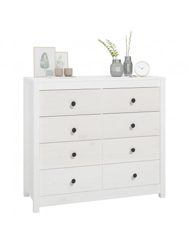 Armadietto Bianco 100x40x90 cm in Legno Massello di Pino