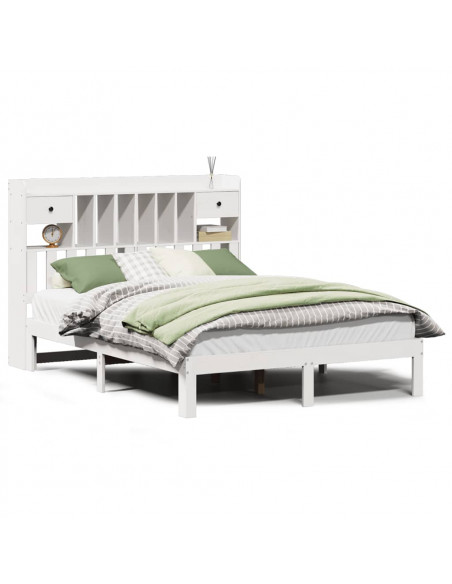 Letto Libreria senza Materasso Bianco 135x190 cm Legno di Pino