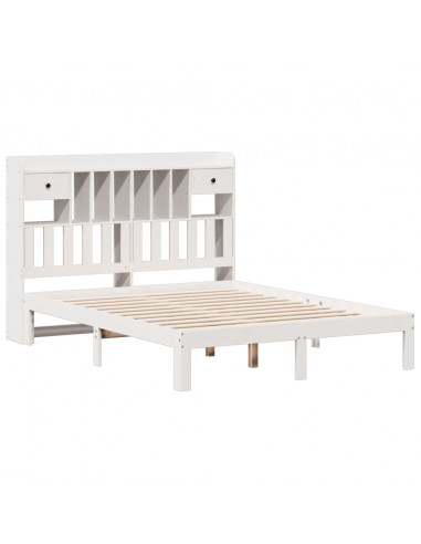 Letto Libreria senza Materasso Bianco 135x190 cm Legno di Pino