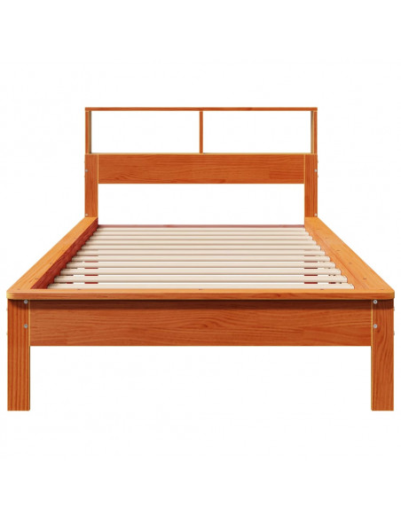 Letto Libreria senza Materasso Marrone Cera 100x200 cm in Pino