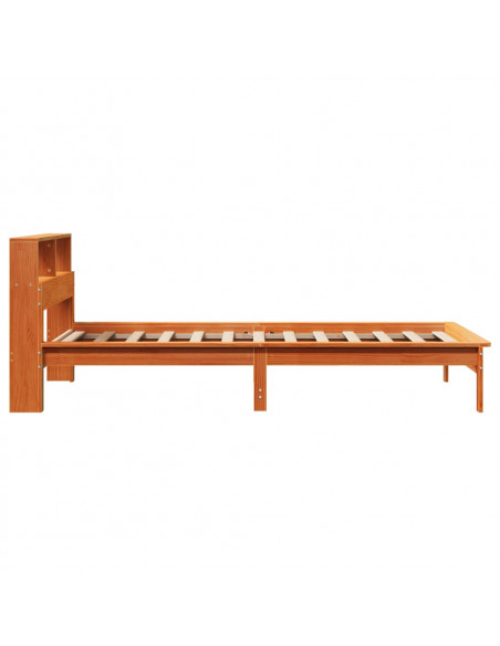 Letto Libreria senza Materasso Marrone Cera 100x200 cm in Pino