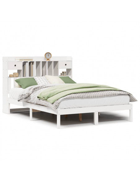 Letto Libreria senza Materasso Bianco 140x200 cm Legno di Pino
