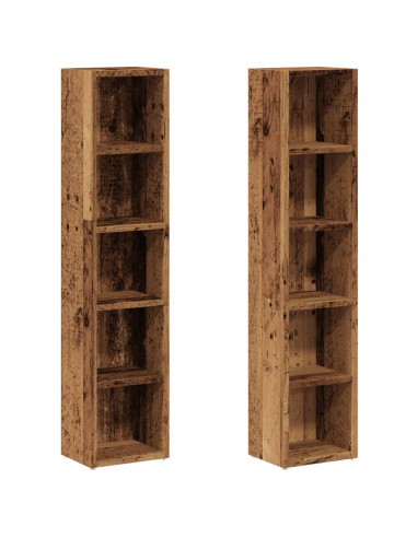 Scaffali Porta CD 2 pz Legno Antico 21x16x93,5 cm in Truciolato