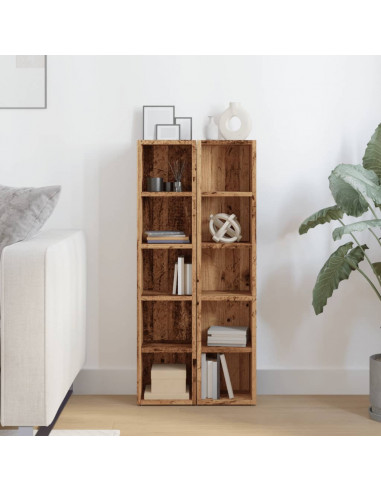 Scaffali Porta CD 2 pz Legno Antico 21x16x93,5 cm in Truciolato