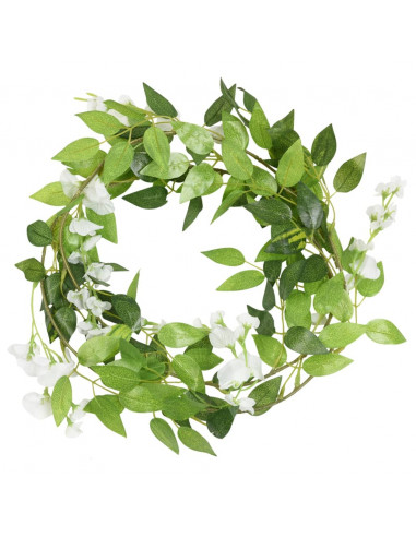 Ghirlande Fiori Artificiali 6 pz Bianco 200cm