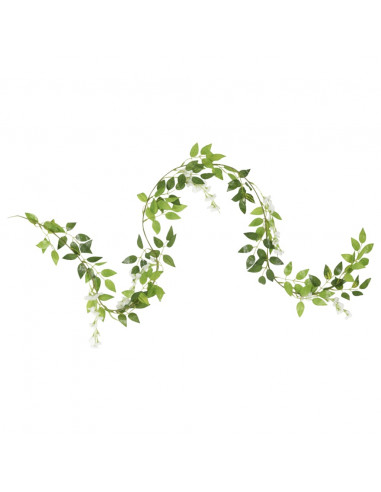 Ghirlande Fiori Artificiali 6 pz Bianco 200cm