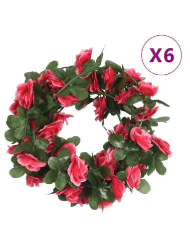 Ghirlande Fiori Artificiali 6 pz Rosa Rossa Primaverile 250cm