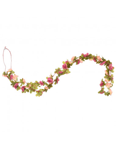 Ghirlande Fiori Artificiali 6 pz Rosso Rosato 250cm
