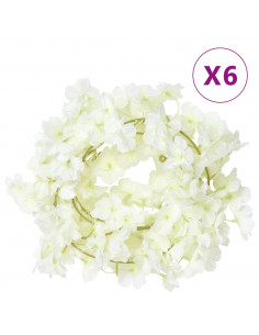 Ghirlande Fiori Artificiali 6 pz Bianco 180cm 2